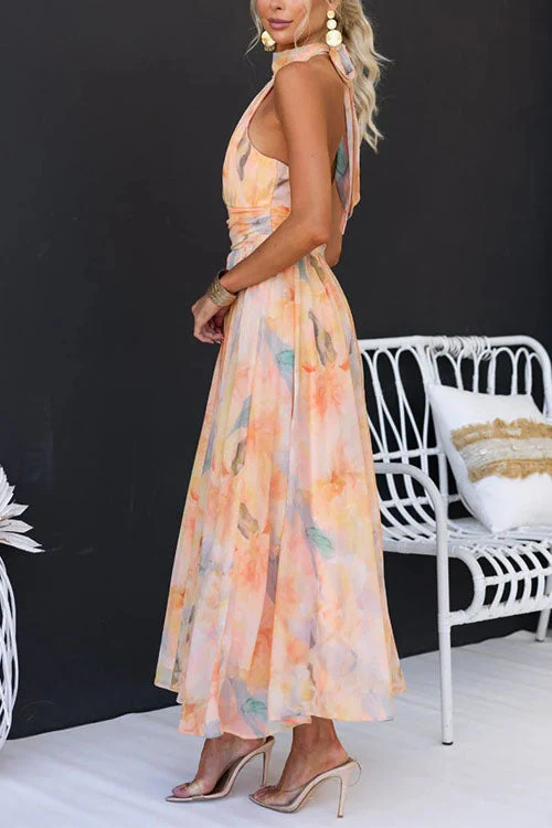 Lotte™ - Lange Kleid mit Aquarelldruck und Halterneck - Image 5