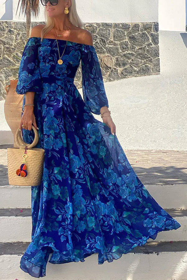 Luna™ - Maxikleid mit Blumenmuster und schulterfreien Ärmeln - Image 2