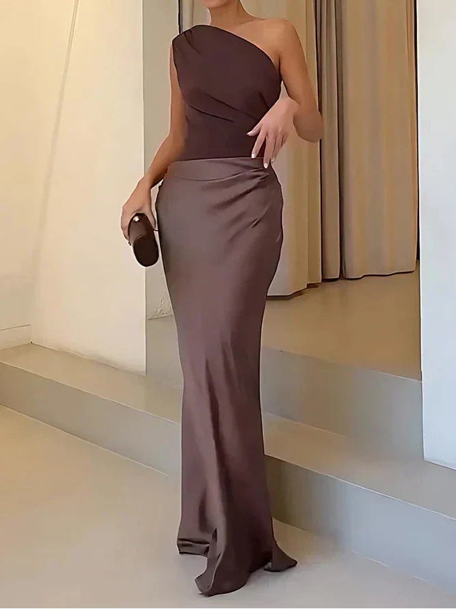 Luna™ - Maxikleid mit goldener Satinbordüre