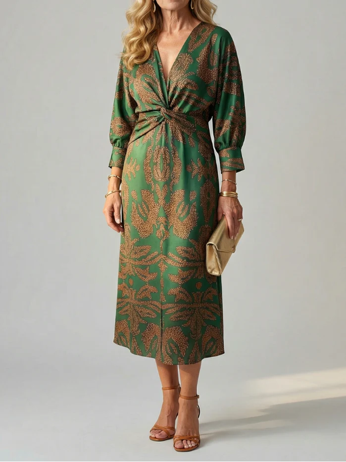 Lune - Midi-Wickelkleid Natur