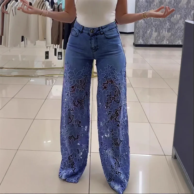 Luniva™ - Patchwork-Jeans mit Eleganter Spitze - Image 3