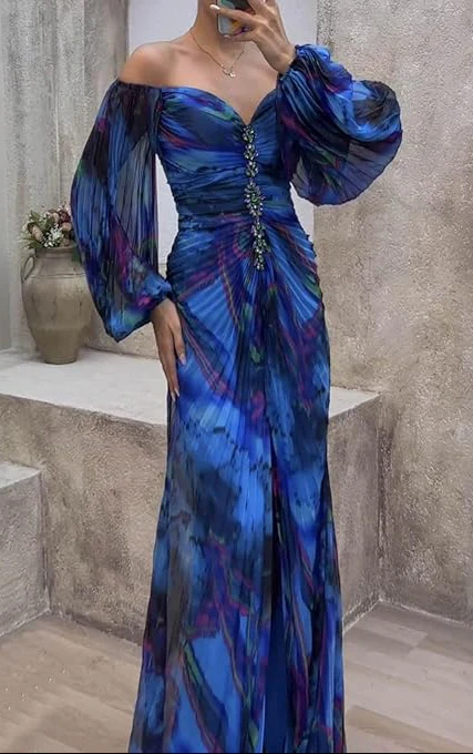 Maud™ - Langes Elegantes Plissee-Abendkleid - Image 2