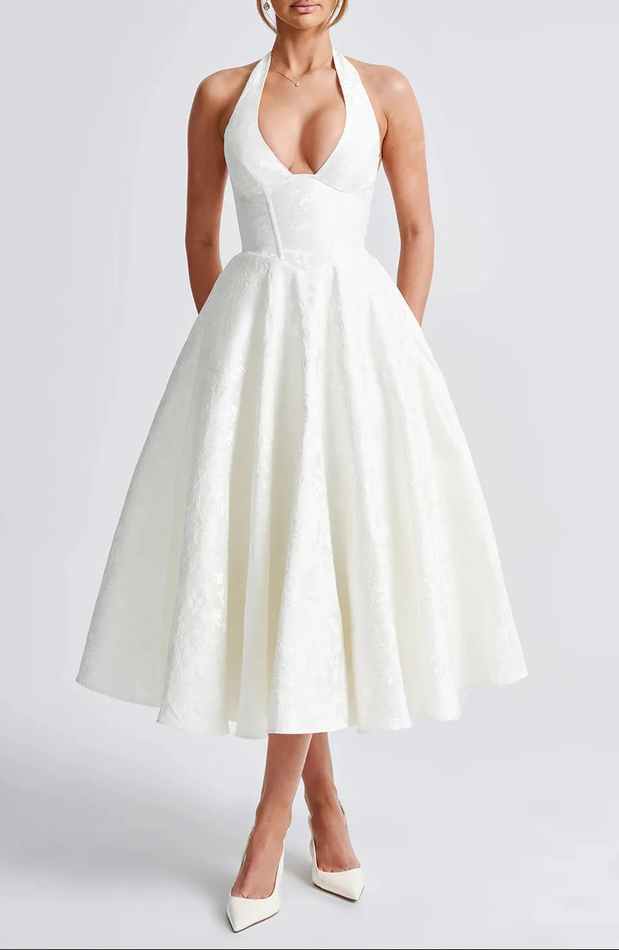 Maya™ - Elegantes Midi-Kleid in Zitronengelb - Image 3