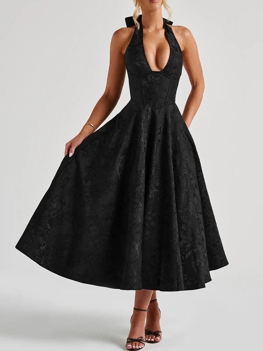Maya™ - Elegantes Midi-Kleid in Zitronengelb - Image 6