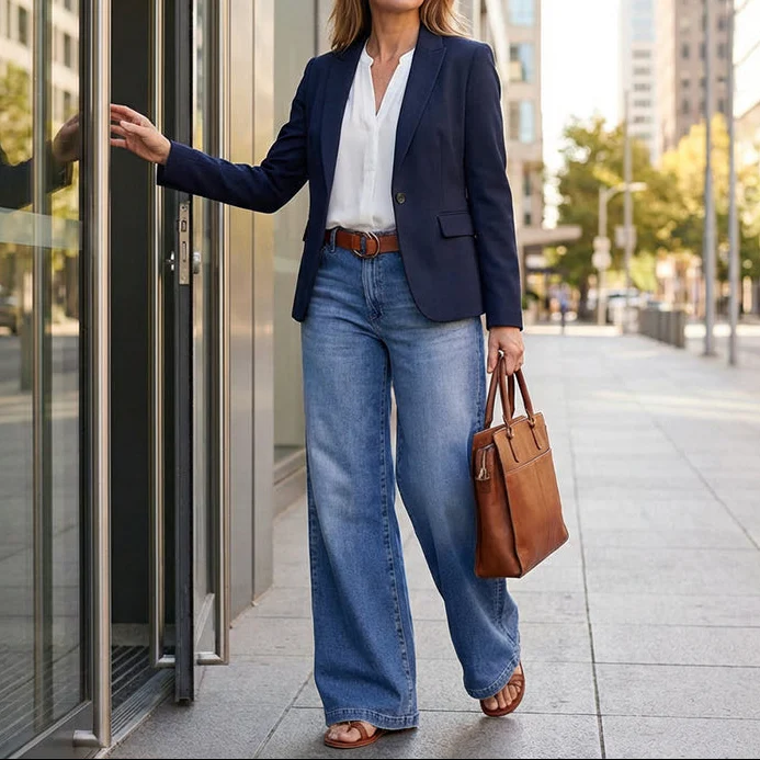 Mercy™ - Damen-Vintage-Hochbund-Weitbeinjeans - Image 4