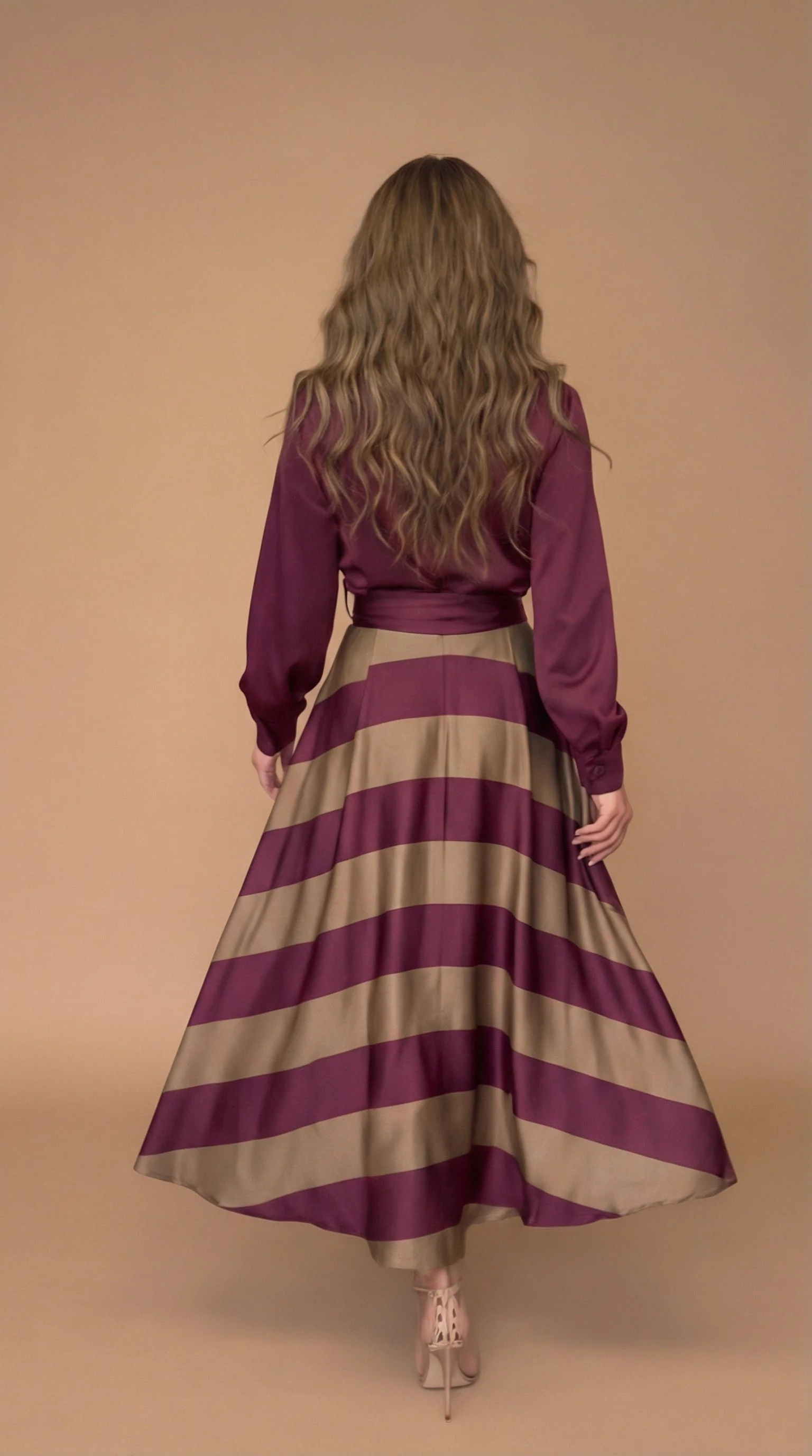 Mila™ - Gestreifte Lange Kleid mit Spitze - Image 3