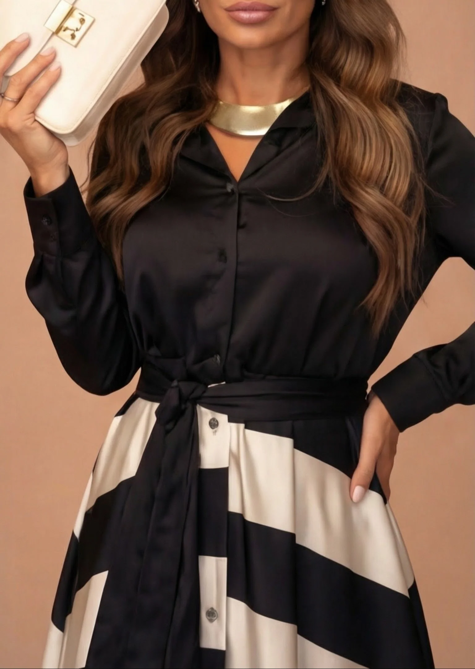 Mila™ - Gestreifte Lange Kleid mit Spitze - Image 6