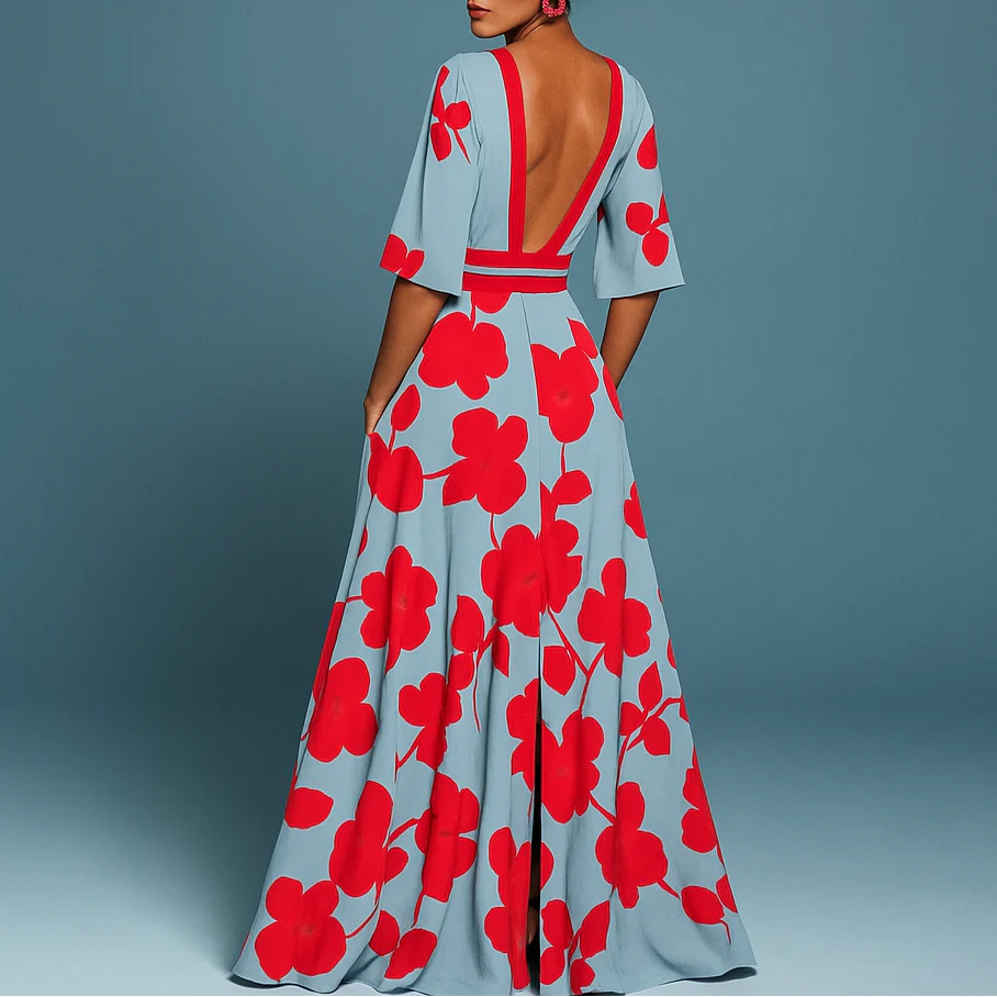 Mila™ - Weiches V-Ausschnitt Maxikleid - Image 4