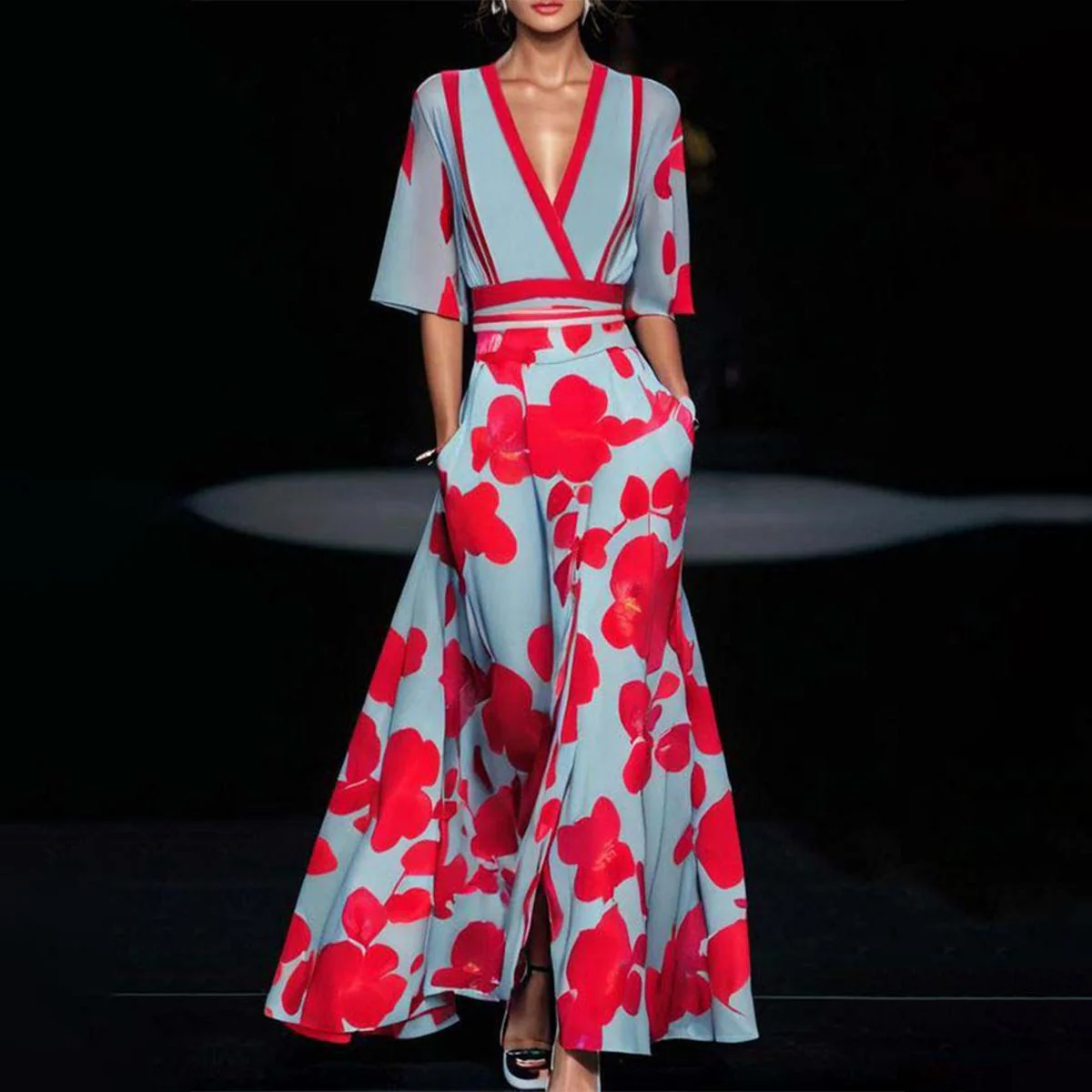 Mila™ - Weiches V-Ausschnitt Maxikleid - Image 5