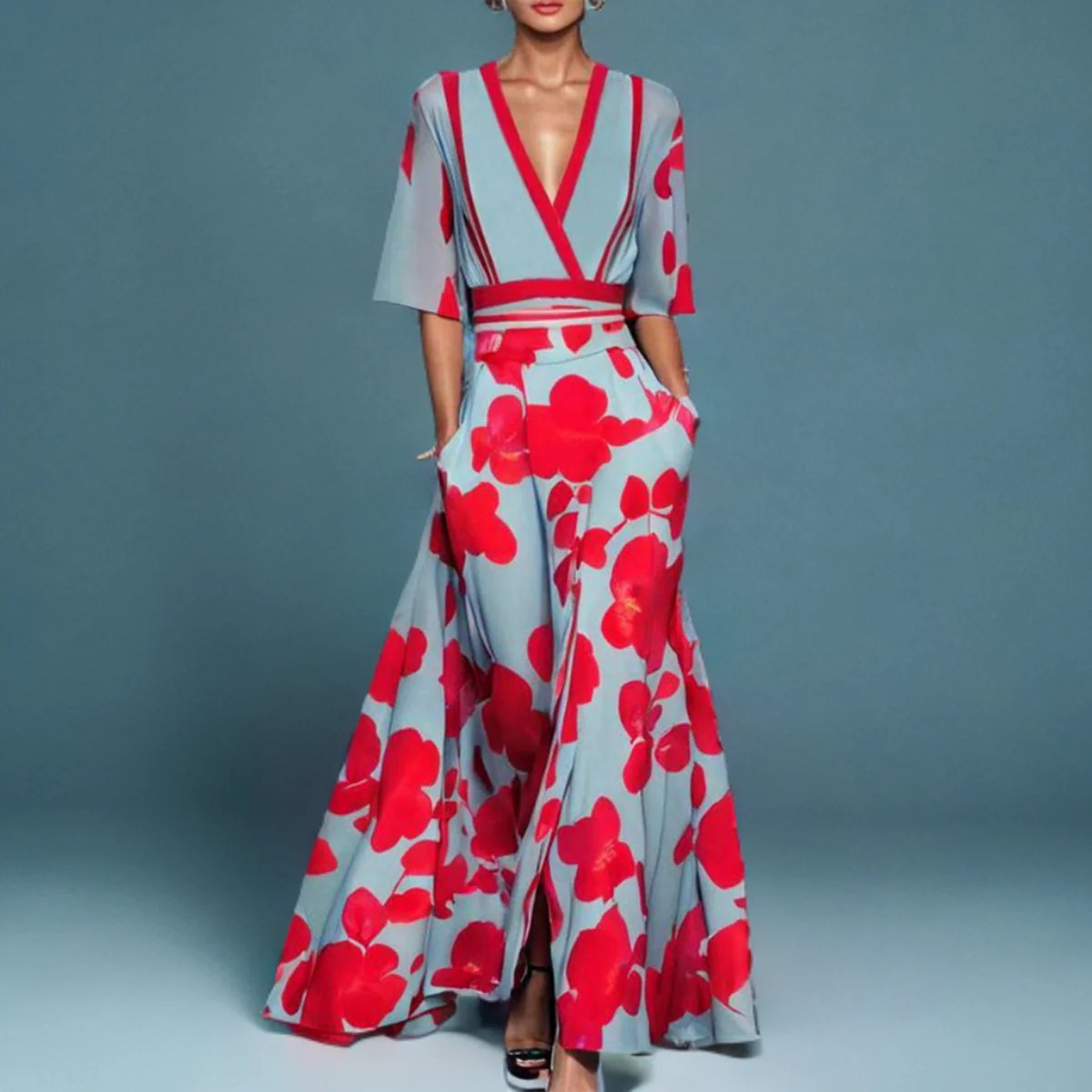 Mila™ - Weiches V-Ausschnitt Maxikleid - Image 6
