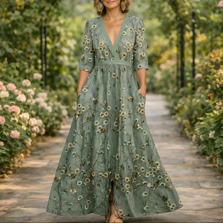 Mila™ - Weiches V-Ausschnitt Maxikleid - Image 8