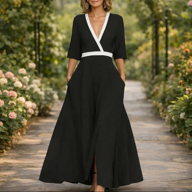 Mila™ - Weiches V-Ausschnitt Maxikleid - Image 9