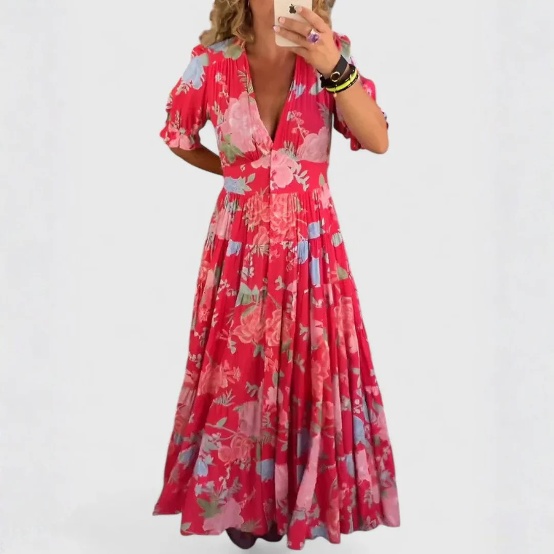 Mirena™ - Elegantes Blumenkleid mit V-Ausschnitt