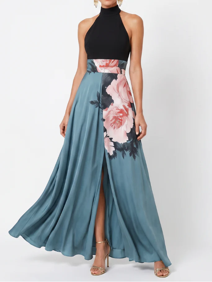 Olympas - Maxikleid mit Trägern und Blumenshirt