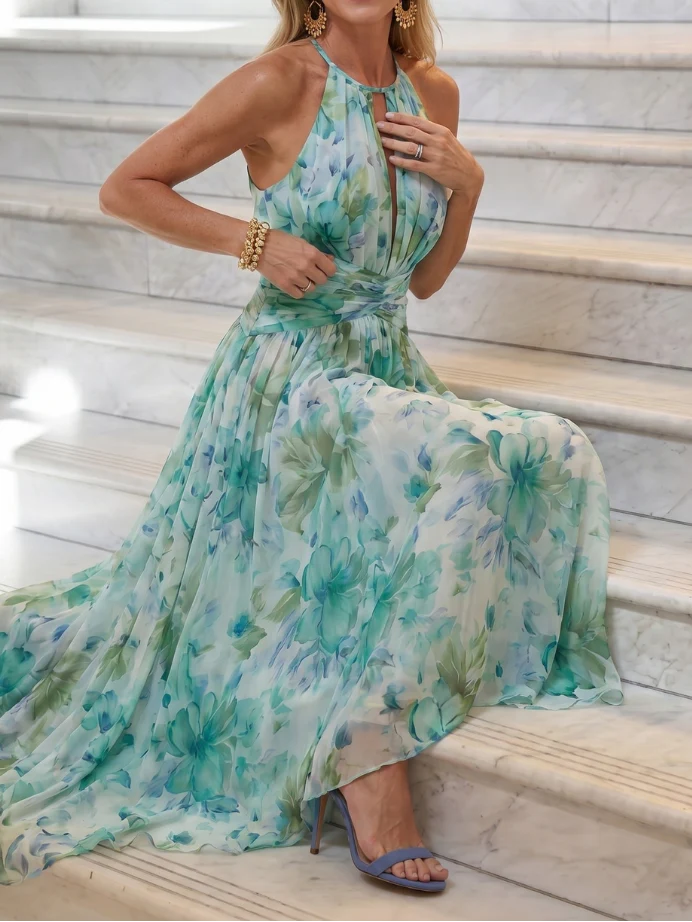 Portia - Midikleid mit Spaghetti-Trägern und sanftem Blumenmuster - Image 5