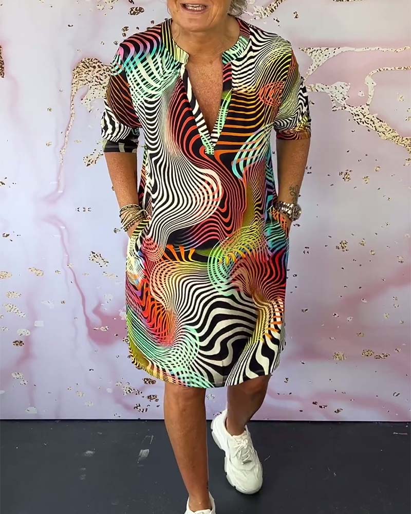 Roa™ - Farbenfrohes Kleid mit V-Ausschnitt