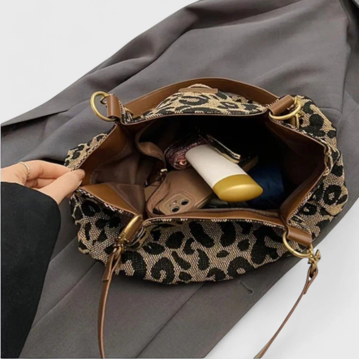 Savari™ – Einkaufstasche aus Canvas mit Leopardenmuster - Image 4