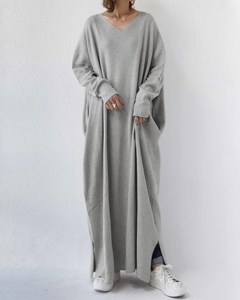 Serenya™ - Modisches Kleid mit langen Ärmeln und V-Ausschnitt - Image 2