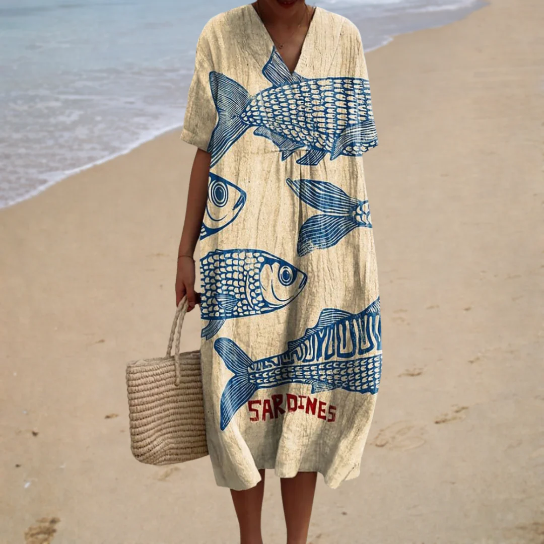 Sommerkleid mit Fischmuster