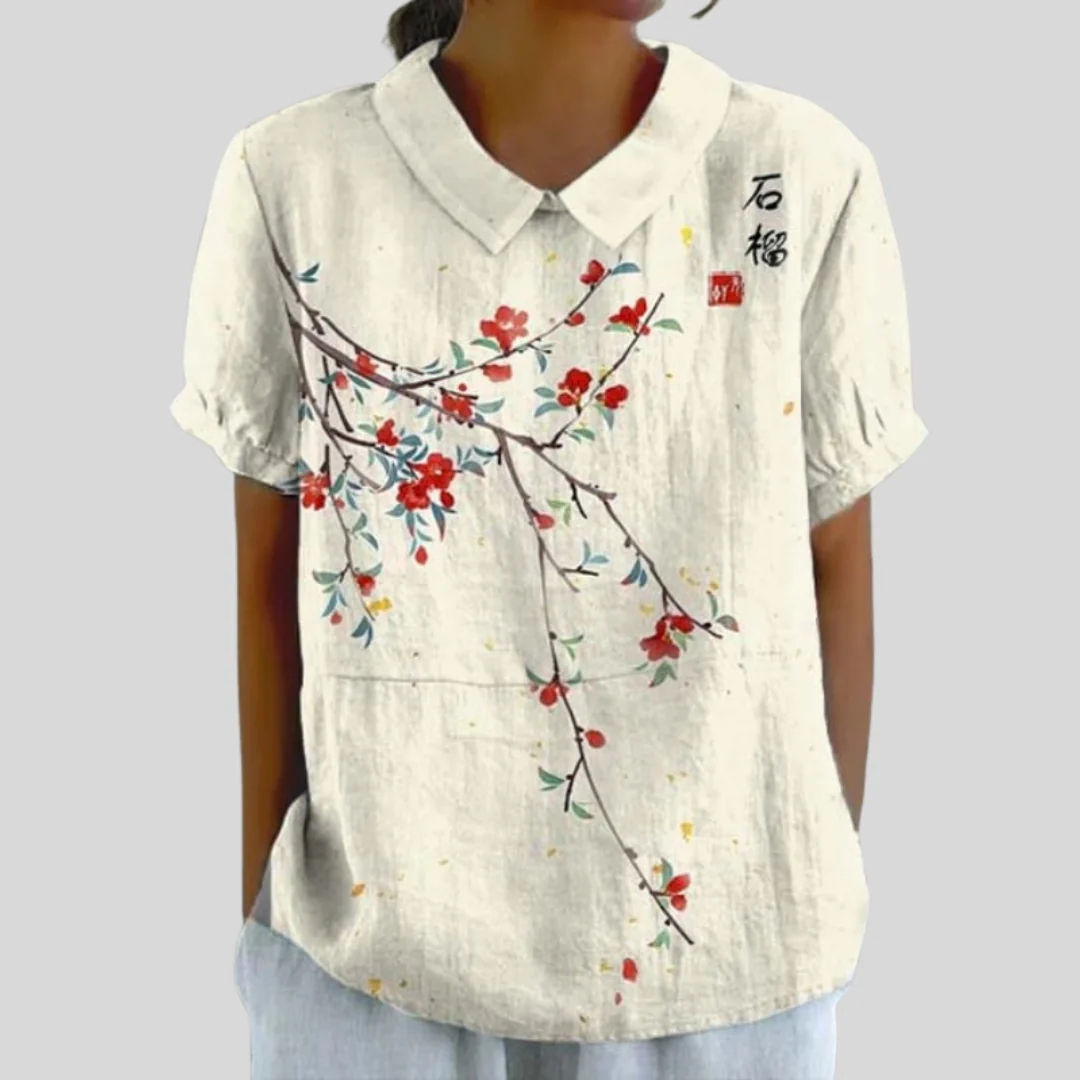 Suzanne - Minimalistische Blumenbluse